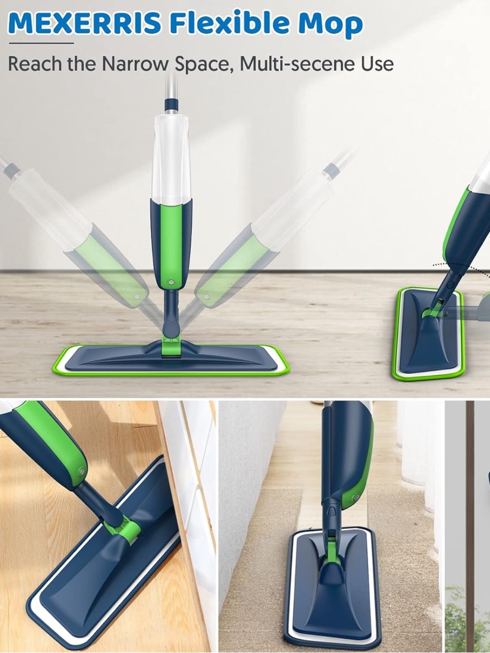 Spray Wet Mop with Reusable Microfiber Pads by MEXERRIS – New
